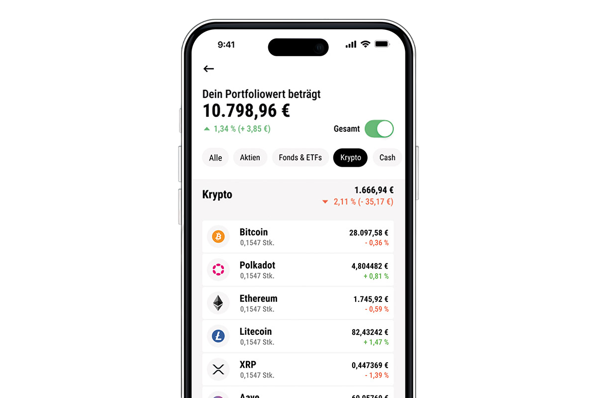 Mobile portfolio screen